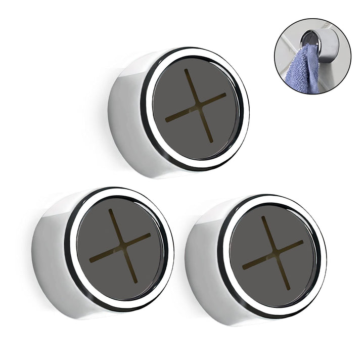3 Pieces Kitchen Towel Hooks Round Adhesive Dish Towel Hook Premium Chrome Finish &amp; Easy Installation Wall Mount Hand Towel Hook Ideal as Bathroom, Shower or Outdoor Towel Holders