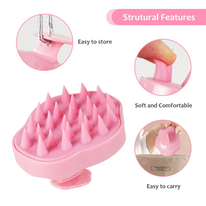 Hair Scalp Massager Shampoo Brush,Soft Silicone Hair Brush for Wet Dry Oily Curly Straight Thick Thin Rough Long Short Natural Men Women Kids Pets Hair Care Toolsï¼Ë†Pink)
