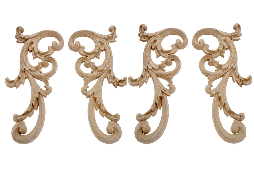 MUXSAM 2-Pair Clear Carved Wood Appliques Onlay, 24x12c