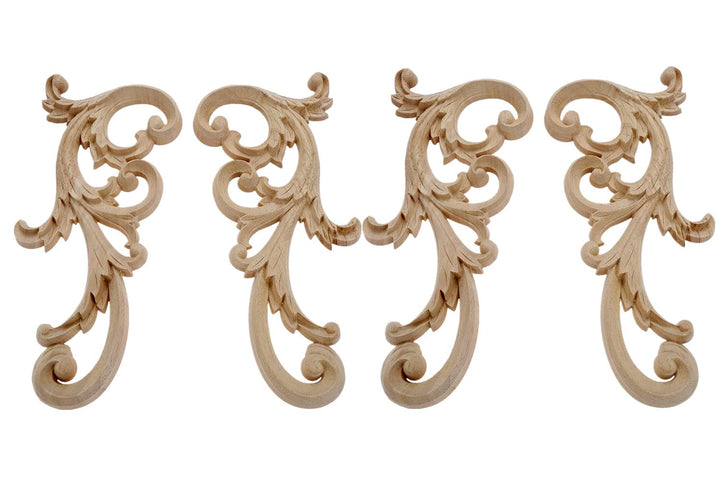 MUXSAM 2-Pair Clear Carved Wood Appliques Onlay, 24x12c