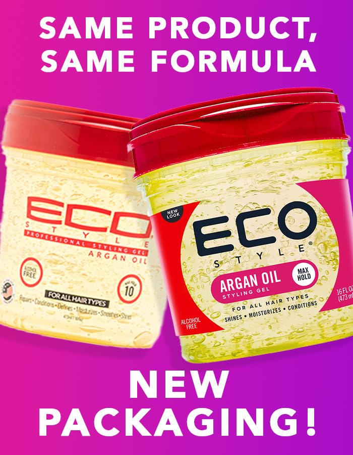Ecoco Gel - Argan Oil - 100% Pure Olive Oil - Nourishes, Repairs and Promotes Healthy Hair - Long-Lasting Shine - 10/10 Maximum Hold - Tames Frizzy Hair - For All Hair Types - 16 Oz