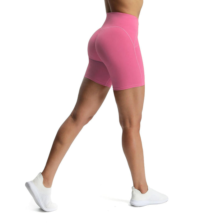 Aoxjox Scarlett Scrunch Workout Biker Shorts for Women Tummy Control High Rise Exercise Athletic Gym Running Yoga Shorts 6 (Navy, Small)