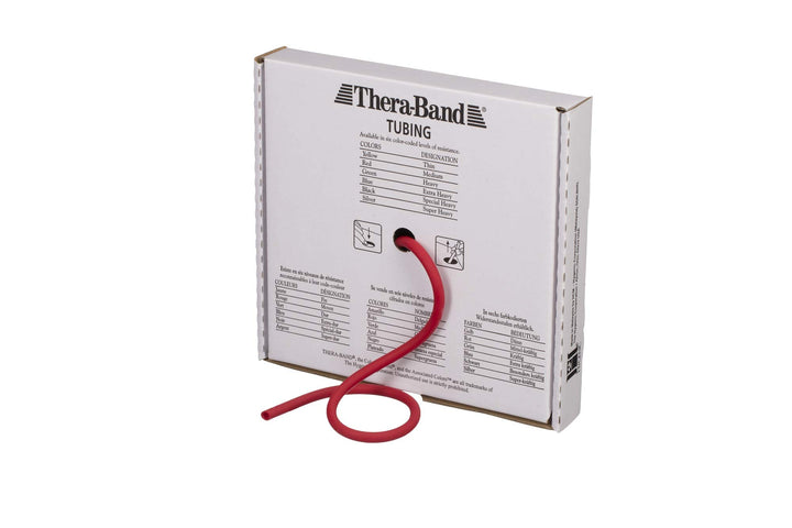 TheraBand Professional Latex Resistance Tubes For Upper Body, Lower Body, and Core Exercise, Physical Therapy, Lower Pilates, At-Home Workouts, and Rehab, 25 Foot, Red, Medium, Beginner Level 3