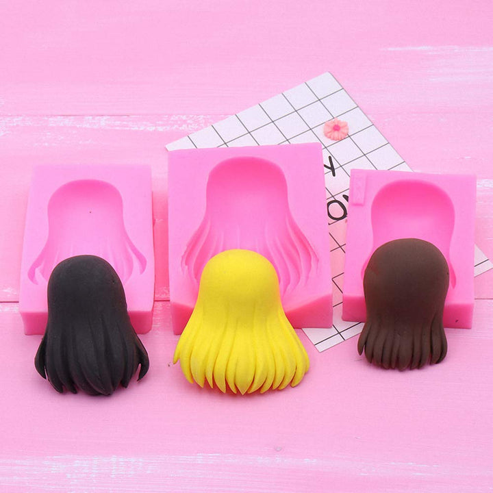 3Pcs/Set Girl Doll Hair Shaped Clay Mold Women Hairstyl