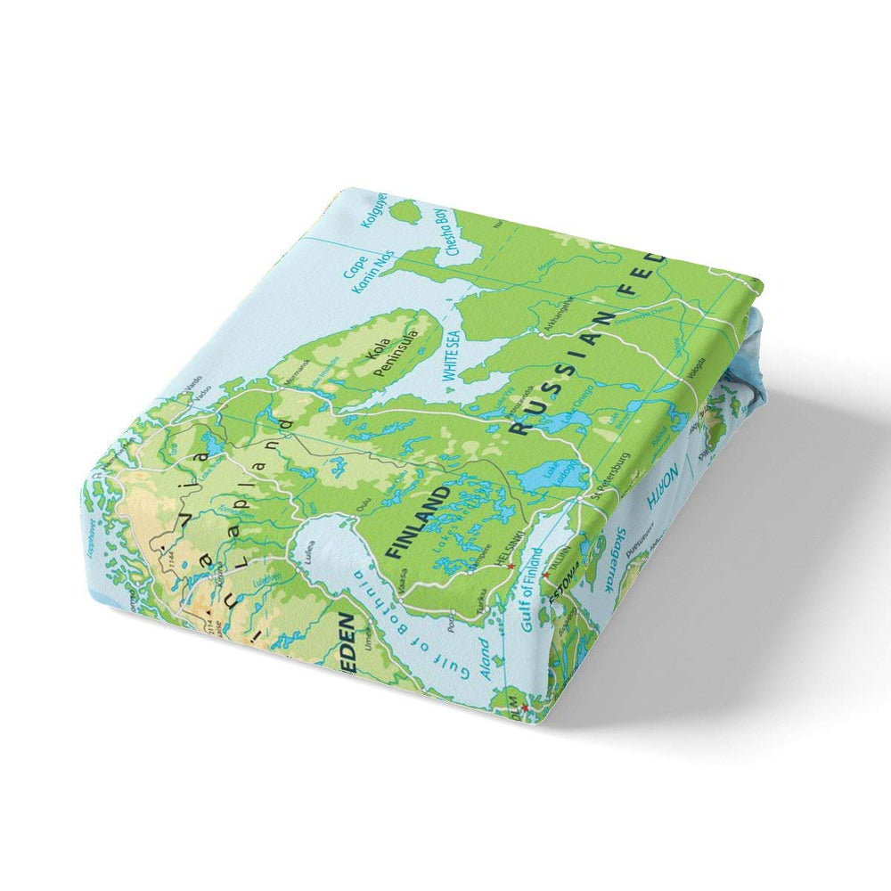 Erosebridal World Map Sheet Set Twin Size, Blue Ocean B