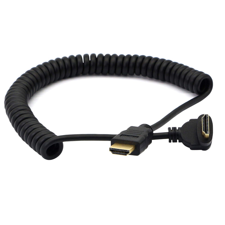 Right AngleHDMI Coiled Cable,90° Down Angle HDMI Male t