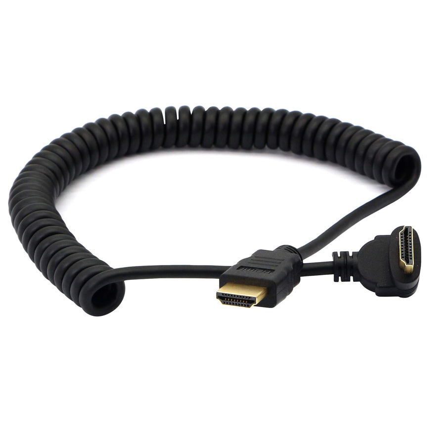 Right AngleHDMI Coiled Cable,90° Down Angle HDMI Male t