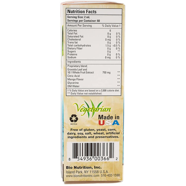 Bio Nutrition Graviola (Annona Muricata) Liquid 4 Fluid Ounces | 750 mg Soursop