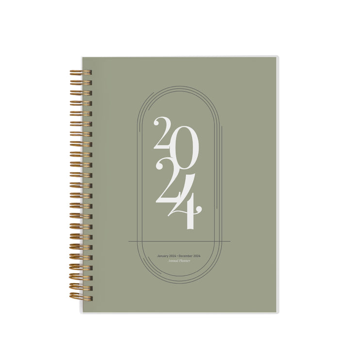 Rileys 2024 Weekly Planner - Annual Weekly &amp; Monthly Agenda Planner, Jan - Dec 2024, Flexible Cover, Notes Pages, Twin-Wire Binding (8 x 6-Inches, Green)