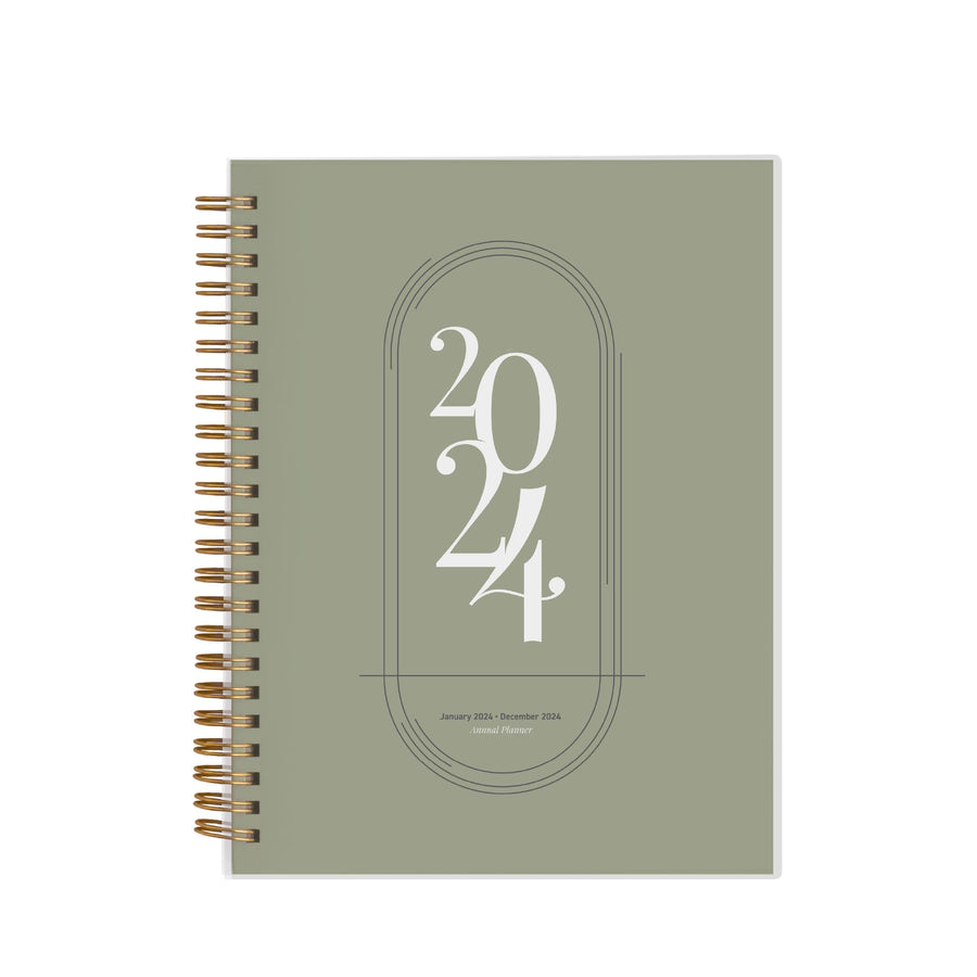 Rileys 2024 Weekly Planner - Annual Weekly & Monthly Agenda Planner, Jan - Dec 2024, Flexible Cover, Notes Pages, Twin-Wire Binding (8 x 6-Inches, Green)