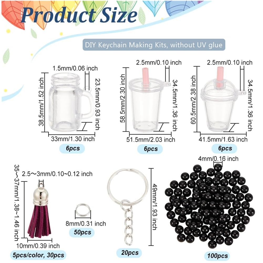 OLYCRAFT 218pcs Mini Cup Keychain Kit NO-Glue Bubble Te