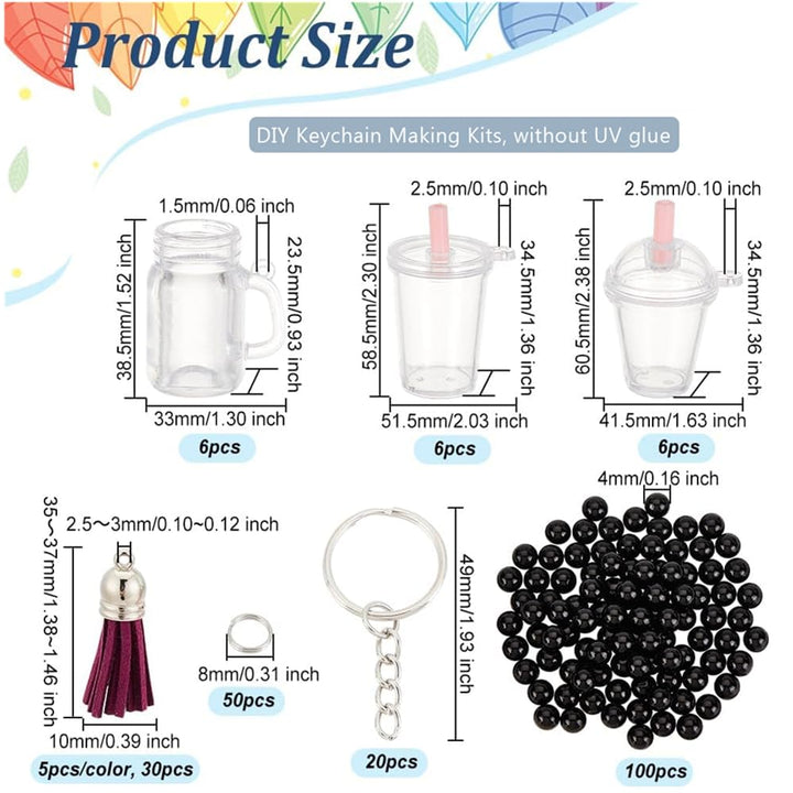 OLYCRAFT 218pcs Mini Cup Keychain Kit NO-Glue Bubble Te