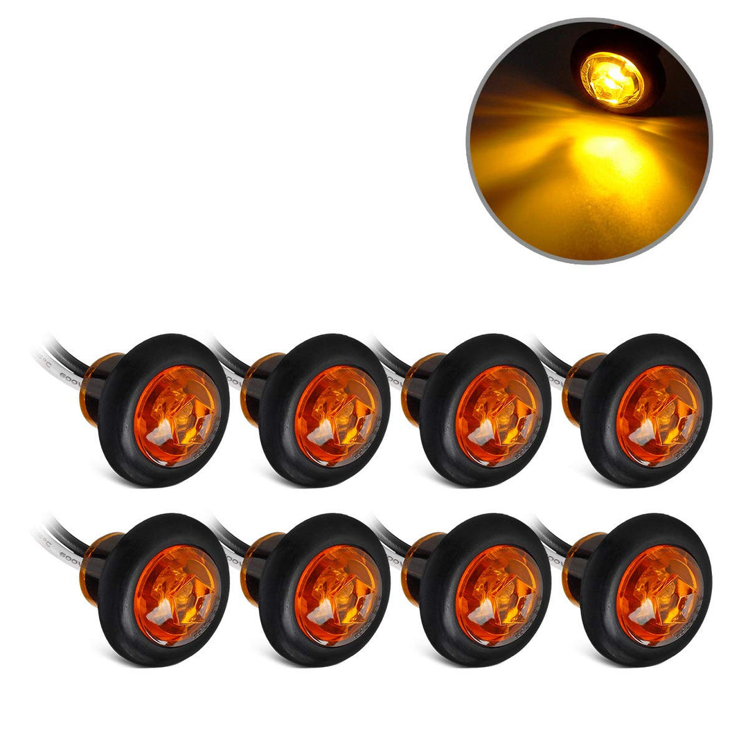 8X 3/4 inch Mount Amber Clearance LED Bullet light Lamp Truck Trailer Round Side Marker Lights Lamps