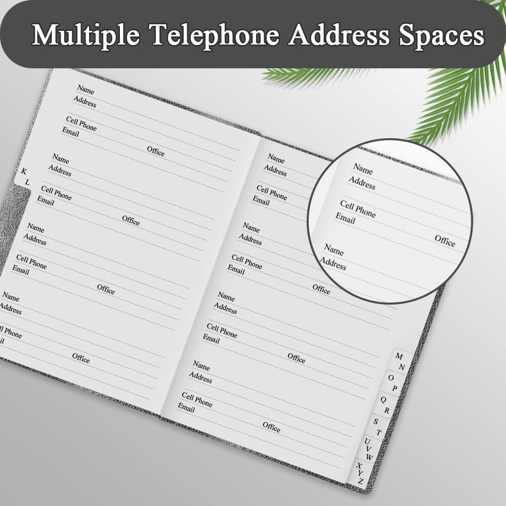 Telephone and Address Book with Tabs 4.5 x 6 Address Book Hardcover with Birthday, Address, Phone Numbers, Websites Password. Address Notebook for Home or Office, Black