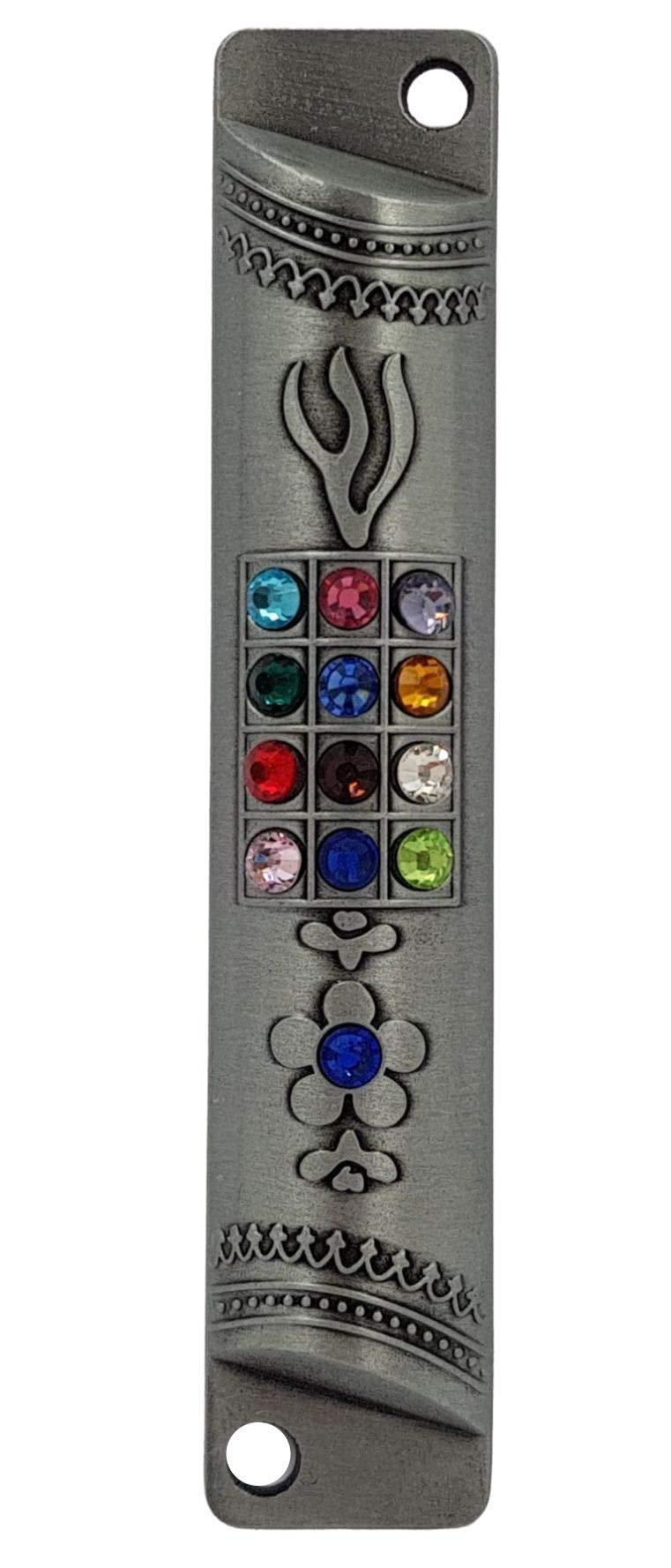 TALISMAN4U Pewter MEZUZAH CASE with Scroll 12 Tribes of