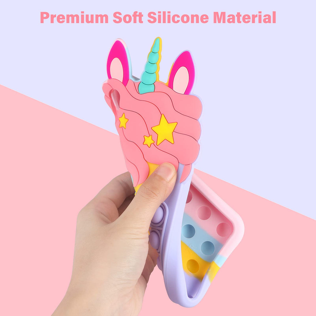 Fidget Toys Phone Case for iPhone XR Phone Case Bubble Bumper Protective Soft Silicone Shockproof Stress Reliever Pop Fun Phone Cover Shell Women Girls Case for iPhone XR 6.1 Inch, Rainbow