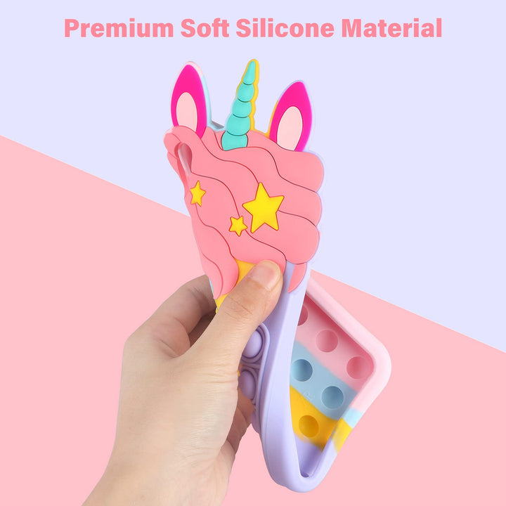 Fidget Toys Phone Case for iPhone XR Phone Case Bubble Bumper Protective Soft Silicone Shockproof Stress Reliever Pop Fun Phone Cover Shell Women Girls Case for iPhone XR 6.1 Inch, Rainbow