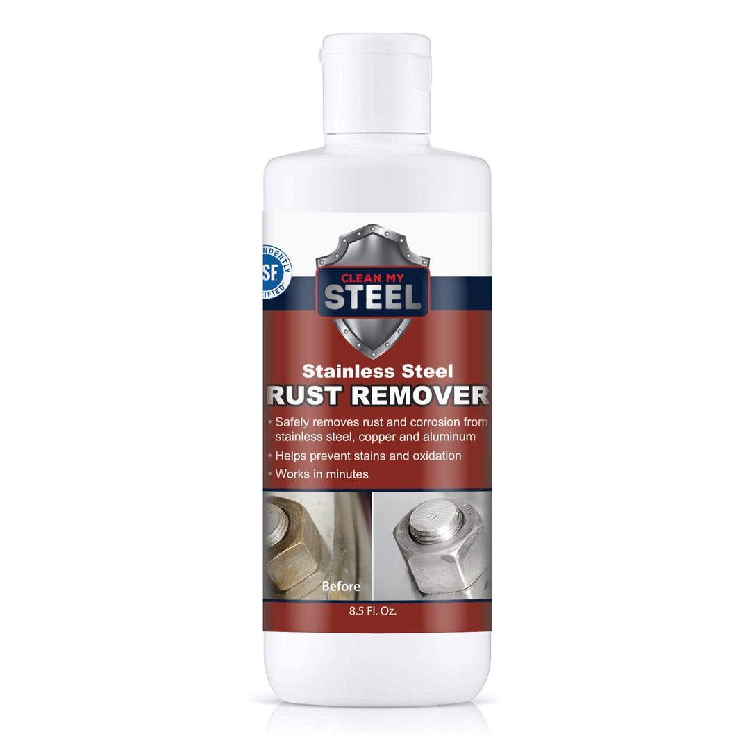 Stainless Steel Rust Remover &amp; Cleaner, NSF Approved Safe for Food Areas. Non-Toxic Stainless Steel Cleaner for Appliances is Perfect for Rust Stains, Your Fridge, Best Knife or Pan &amp; more (8.5 oz)