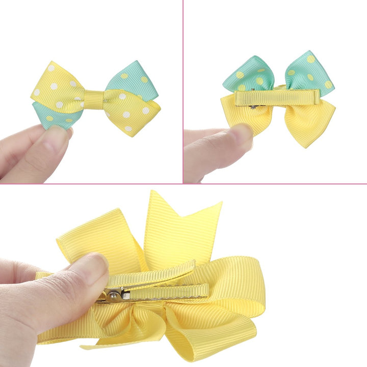 Boutique Baby Girls Toddler Hair Bow Clips Barrettes with Hair Bows Holder, Yellow, 1 Count (Pack of 1)