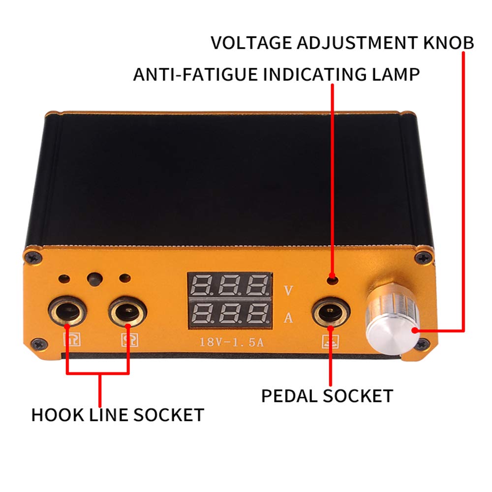Tattoo Power Supply, Dual Machine Power Supply Dual Digital LCD Design Tattoo Machine Power Kit for Tattoo Machine Gun Foot Pedal Tattoo Supplies