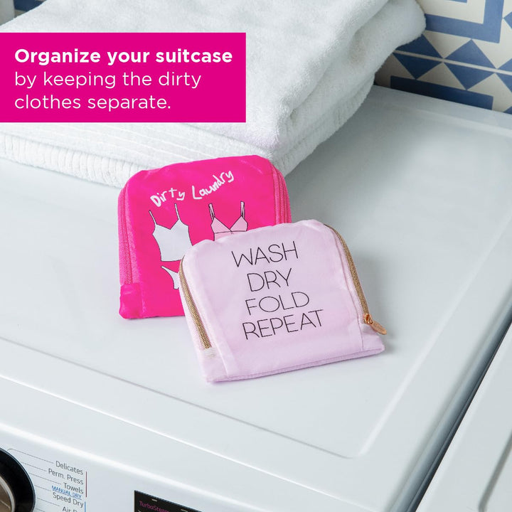 Miamica Soft Travel Laundry Bag with Zipper and Drawstr