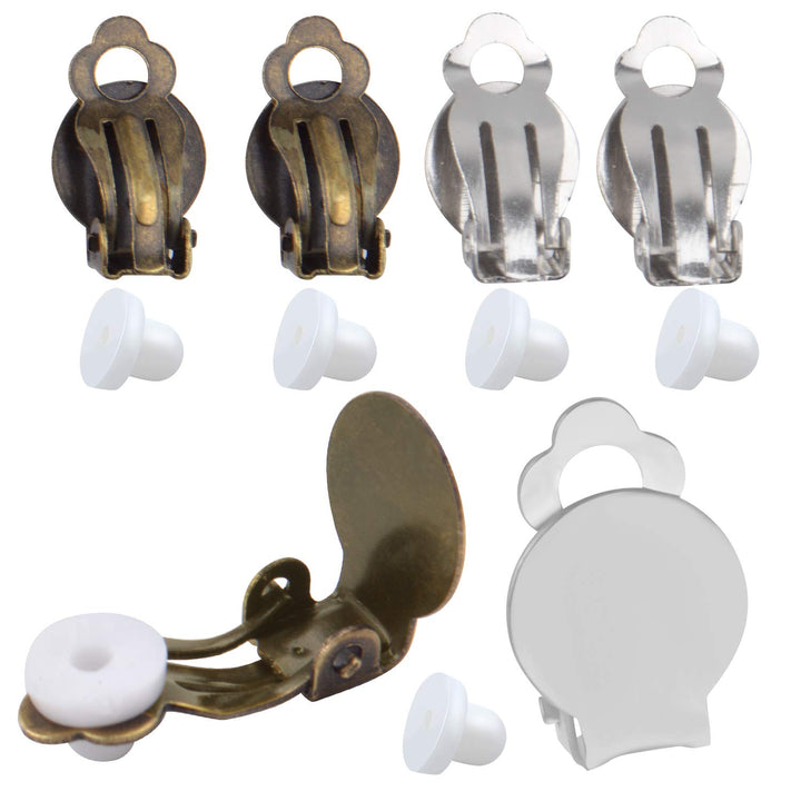 Clip-on Earring Findings, 20pcs (10 Pairs) Round Flat T