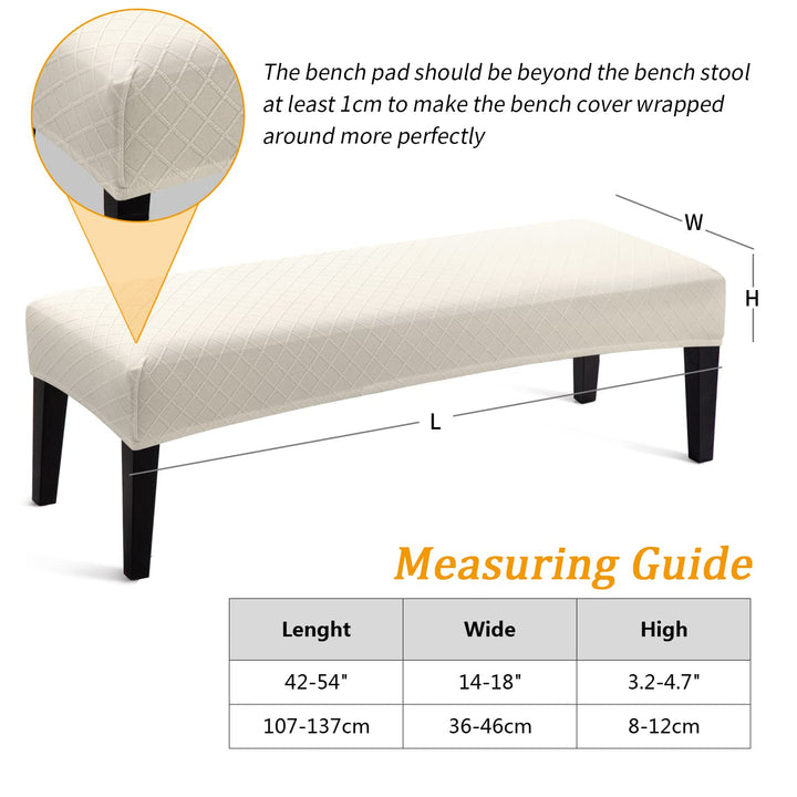 Stretch Dining Bench Cover, Anti-Dust Removable Bench Slipcover Washable Print Bench Seat Protector Cover for Living Room, Bedroom, Kitchen (Black Blue)