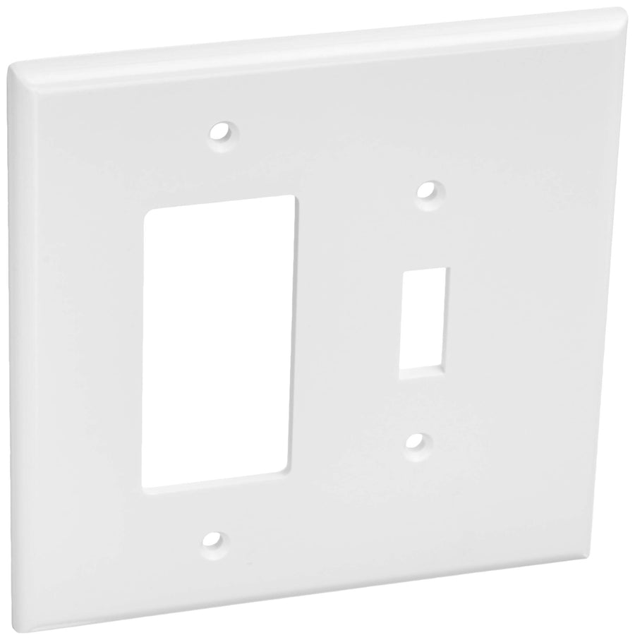 88605 2-Gang 1-Toggle 1-Decora/GFCI Device Combination Wallplate, Oversized, Thermoset, Device Mount, White