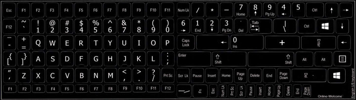 Replacement English US Keyboard Sticker Black Background