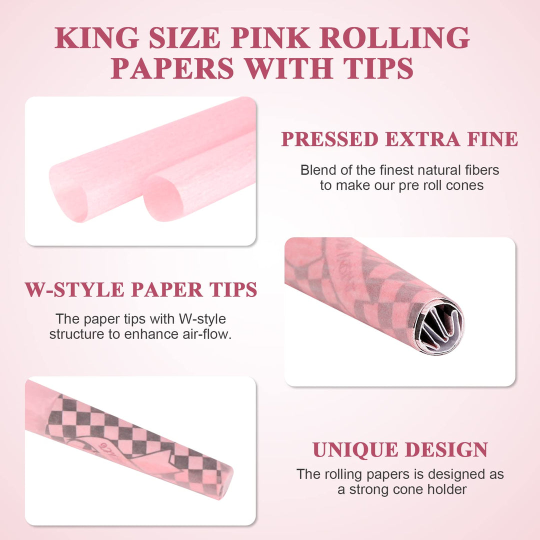 TISFA Pink Pre rolled Cones 60 Pack Rolling Papers King