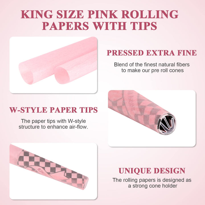 TISFA Pink Pre rolled Cones 60 Pack Rolling Papers King