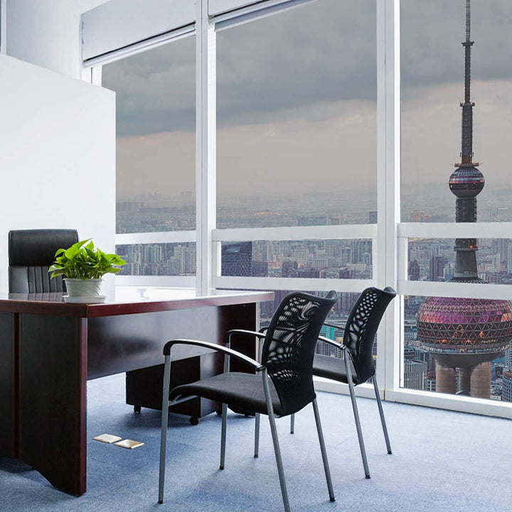 Window Film One Way Mirror Film Daytime Privacy Static Non-Adhesive Decorative Heat Control Anti UV Window Tint for Home and Office Silver 6 Mil 17.5 Inch x 6.5 Feet