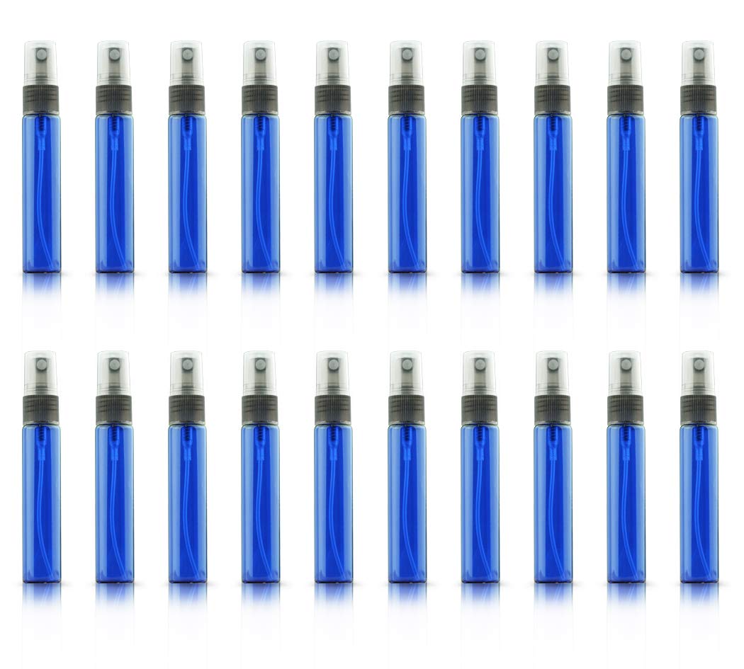 20 Pack Set 10ML Protable Refill Bulk Atomizer Spray Travel Perfume Bottle Hydrating Empty Bottle (Blue)