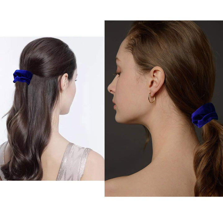 12 Pack Hair Scrunchies for Women Royal Blue Velvet Elastics Scrunchy Bobbles Soft Hair Bands Hair Ties