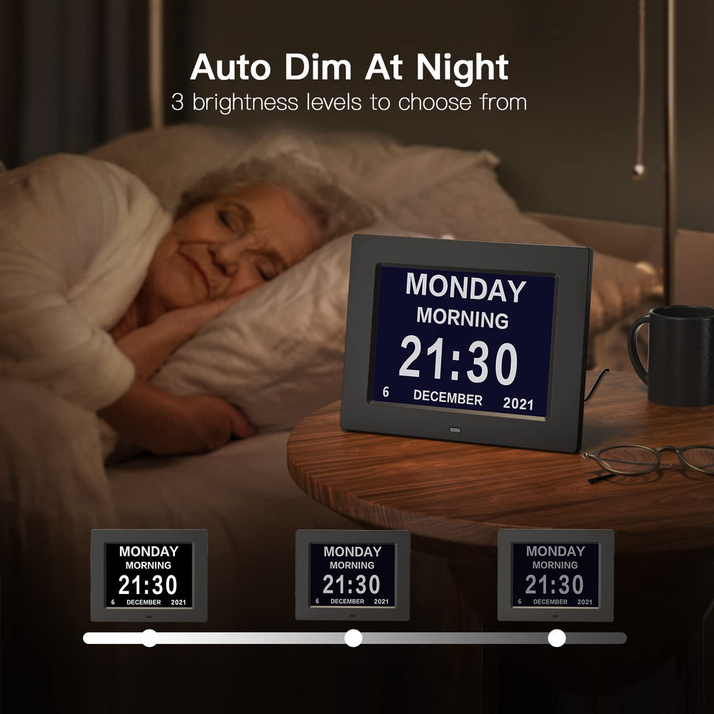 Day Clock Premium Digital Alarm Clock with Extra Large LCD Screen ,Electronic Wall Clock & 5 Alarm Options,Perfect for Seniors