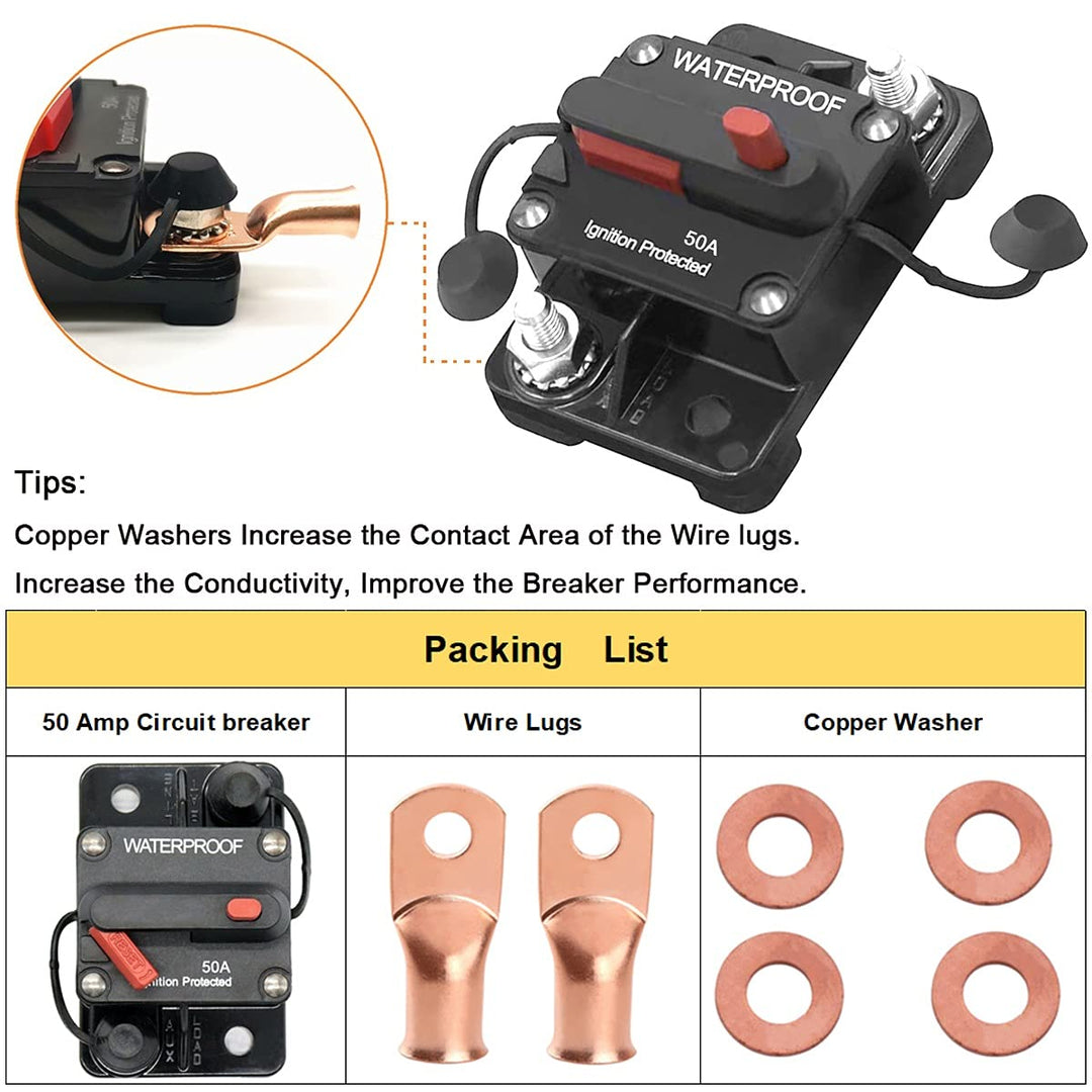 100 Amp Circuit Breaker with Manual Reset Fuse for Car Marine Trolling Motors Boat ATV Manual Power Protect for Audio System Fuse DC 12V-48V Waterproof (100A),74 x 49 x 44