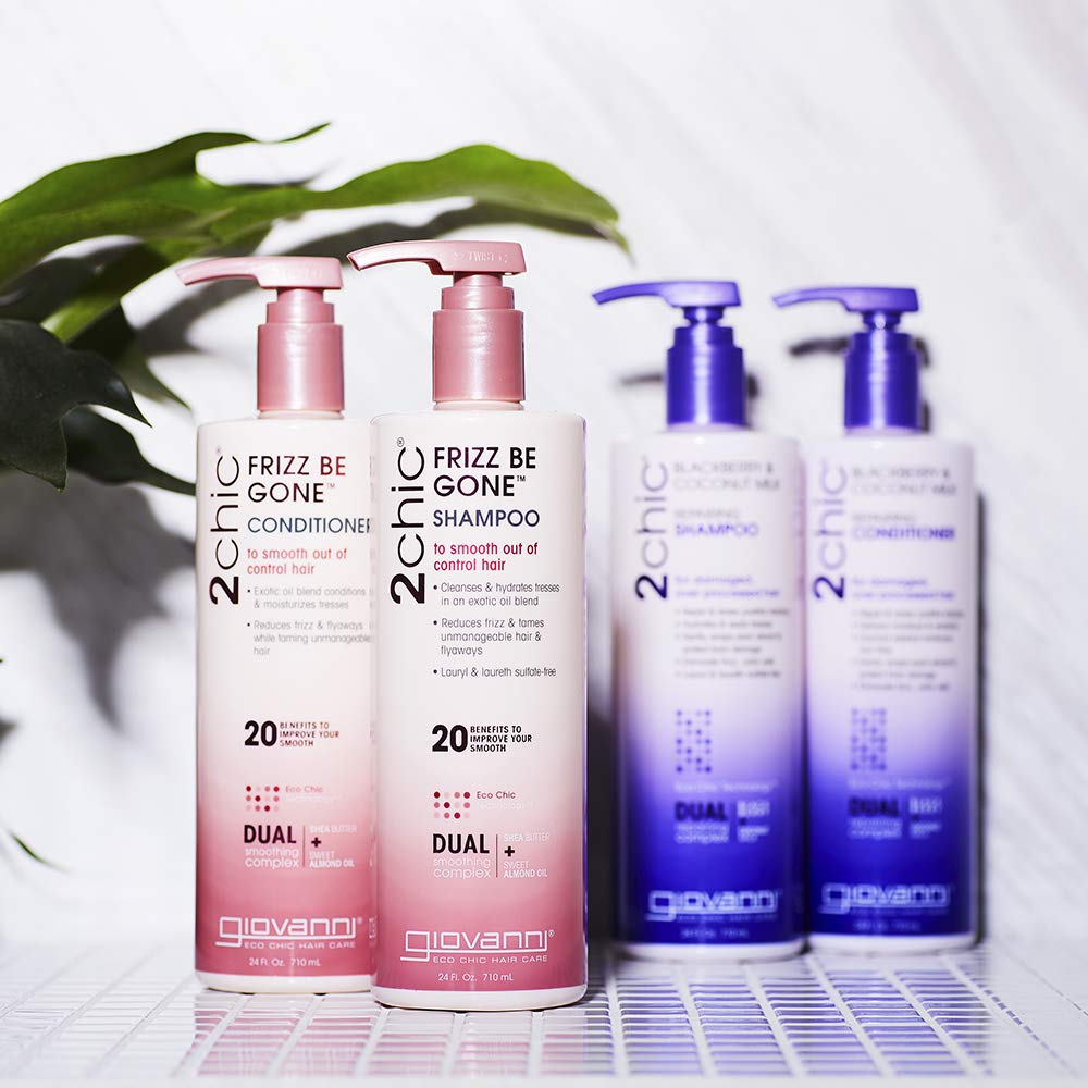 2chic Ultra-Repairing Shampoo - For Damaged, Over-Processed Hair, Helps Restore Hair's Natural Elasticity, Blackberry & Coconut Oil, Argan, Shea Butter, Color Safe - 24 oz