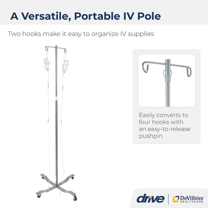 Economy Removable Top I. V. Pole, Silver Vein