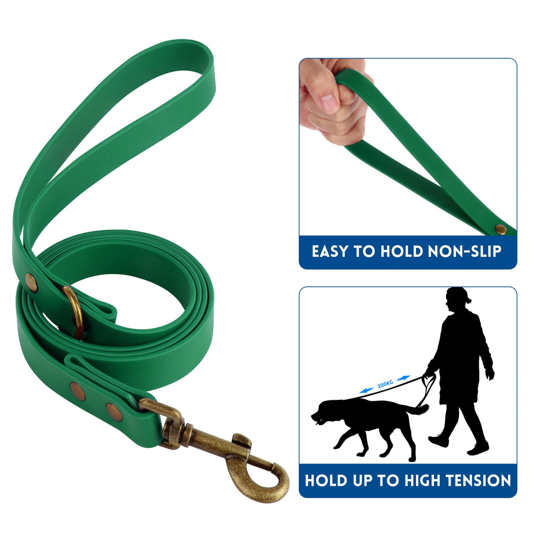 Dog Collar and Leash Set Combo: Adjustable Durable Pet Collars with Dog Leashes for Small Medium Large Dogs,includes One Bonus of Poop Bag Holder (L, Deep Green)
