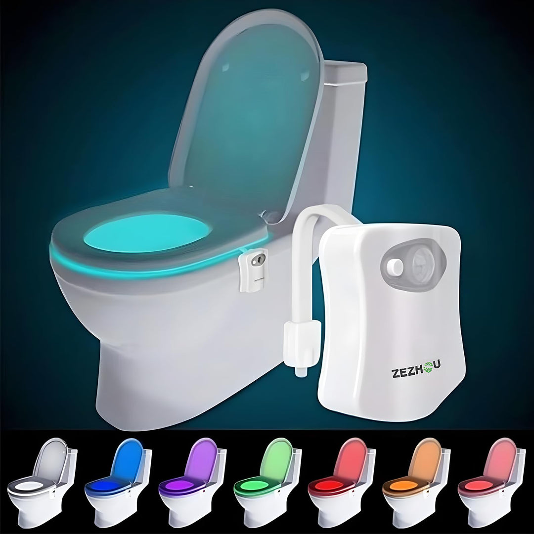 The Original Toilet Night Light Gadget, Fun Bathroom Lighting Add on Toilet Bowl Seat, Motion Sensor Activated LED 9 Color Modes - Weird Novelty Funny Birthday Gag Gifts for Men, Dad, Kids &amp; Toddlers