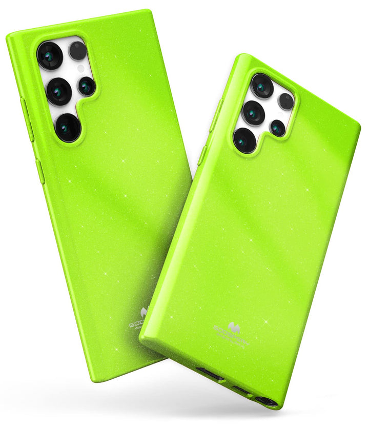 Pearl Jelly Designed for Galaxy S22 Ultra Case, Vivid Color with Light Shimmer Jewel Effects Glitter Sparkles Shine Look Slim Thin TPU Rubber Back Cover-Lime