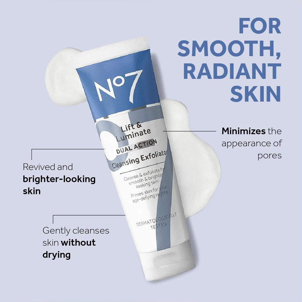 Lift & Luminate Dual Action Cleansing & Exfoliating Face Wash - Gentle Face Exfoliator with Vitamin C, E & B5 - Deep Pore Cleanser for Dull & Uneven Skin Tone (3.3 Fl Oz)