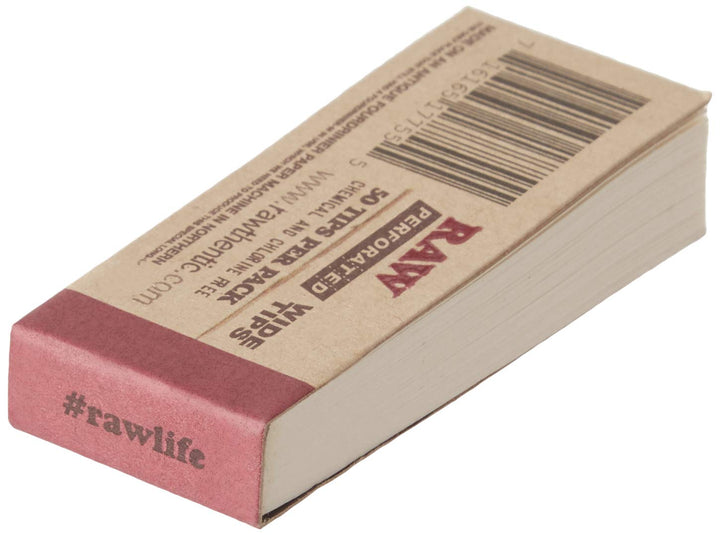 RAW Rolling Paper PERFORATED Tips 10 Booklets of 50