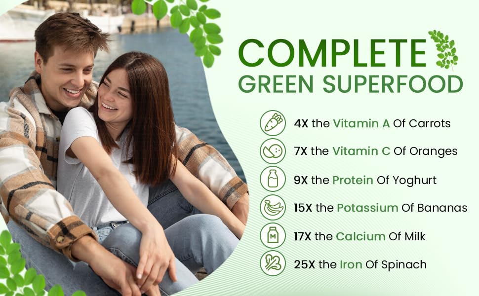Adesh Moringa Powder 16g|100% Pure Moringa Leaf Powder |Non GMO, Metabolism & Immune Support. Perfect for Smoothies and Drinks. Pure Supergreen, Vegan Greens, and Nature's Multivitamin (1lb)