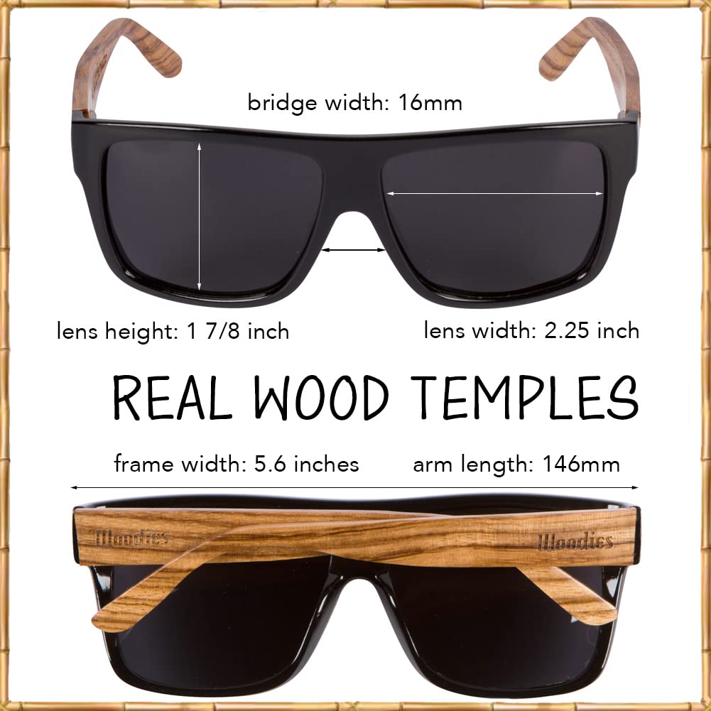 Woodies Black Oversized Flat Top Square Zebra Wood Sung