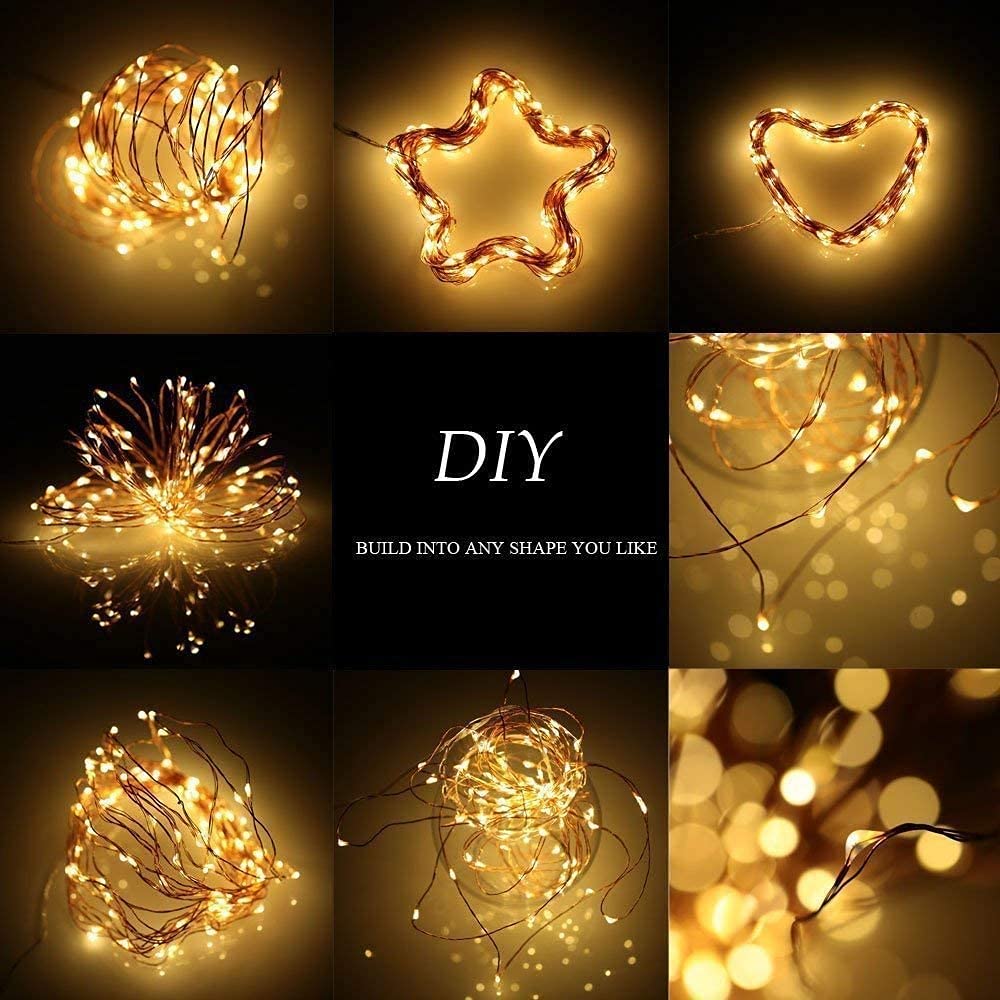 Fairy Lights Battery Operated, 8 Packs Mini Battery Powered Copper Wire Starry String Lights for Christmas,Bedroom, Parties,Wedding,Indoor,Home Decoration (5m/16ft Warm White)