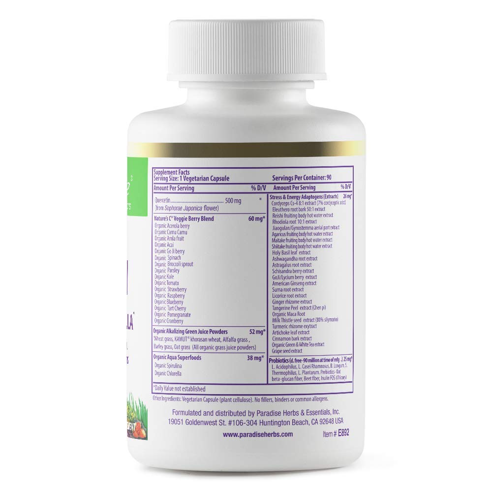 Earth's Blend Quercetin, for Immunity, Antioxidant Activity, Probiotics, Adaptogens, Vegan, Non GMO, Gluten Free, 90 Vegetarian Capsules