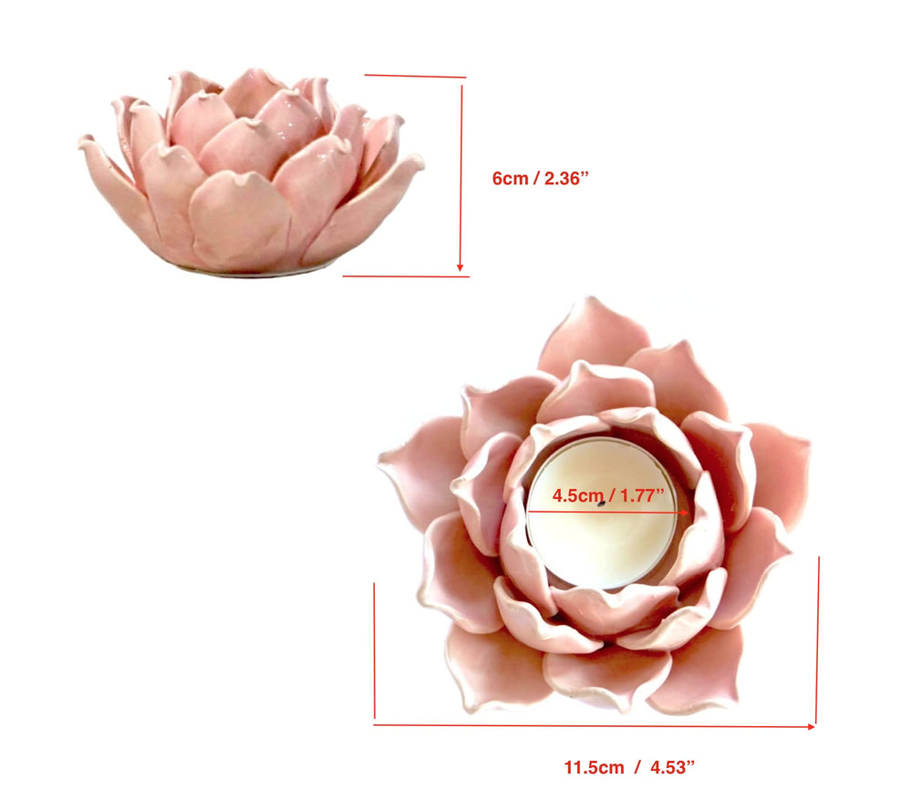 Pretty Home Ceramic Lotus Candle holder Handmade Petals