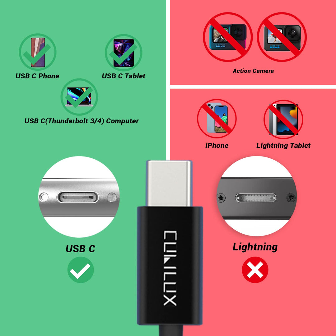Cubilux Unidirectional USB C Lavalier Microphone, Type C Lapel MIC Compatible with MacBook, iPhone 15+/15 Pro Max, iPad 10 iPad Pro iPad Air 5/4, Samsung S24/S23/S22 Tab S8/S7/S6, Pixel 8/7 Pro, 5FT