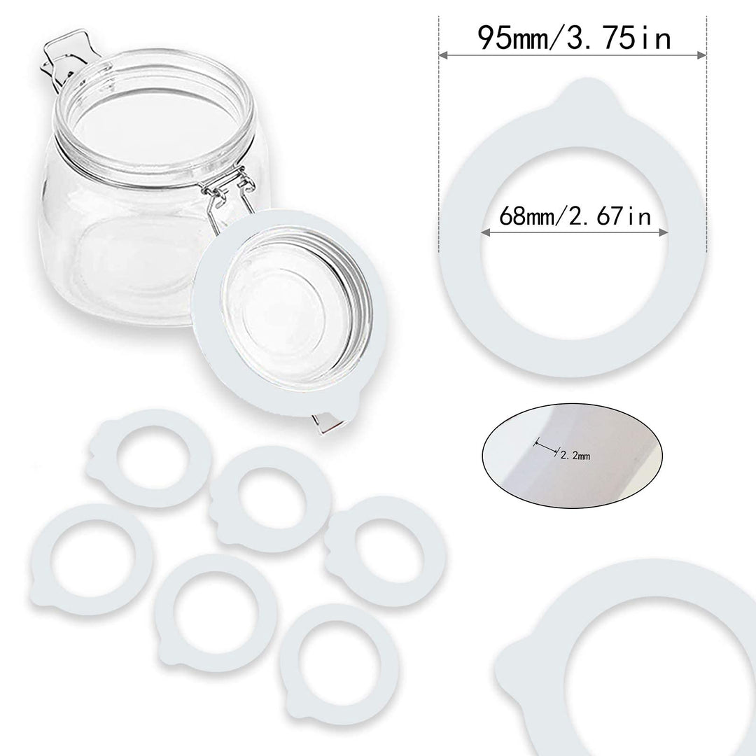 12 Pcs Replacement Silicone Jar Gaskets Food Grade Rubber Seals Airtight Silicone Gasket Sealing Rings 3.75 Inches(White)